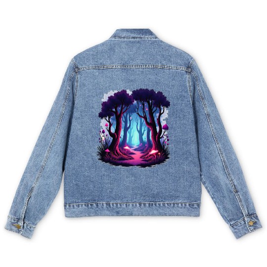 Enchanted Forest Dreamscape Men's Denim Jackets