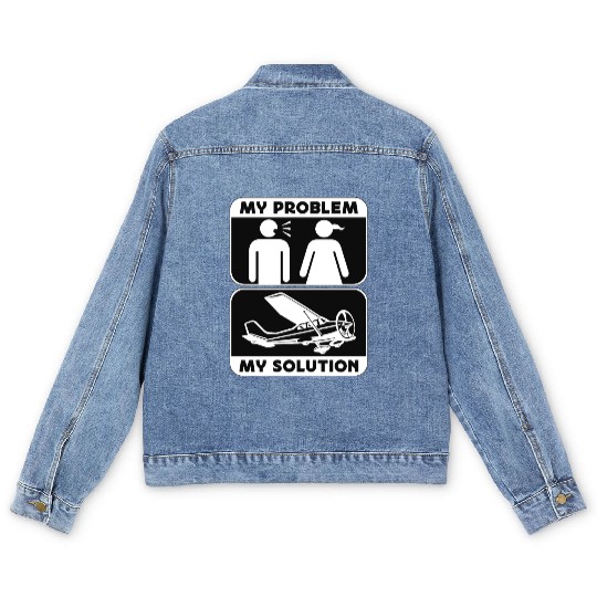 Aerobatic Pilot My Problem My Pictogram Mom Dad Men's Denim Jackets