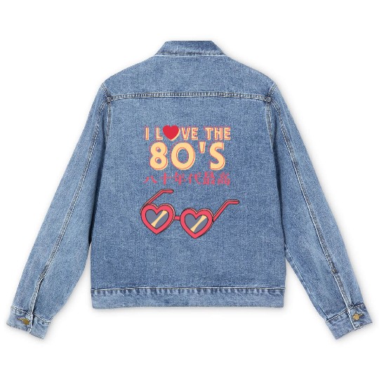 80s Retro Heart Sunglasses Men's Denim Jackets