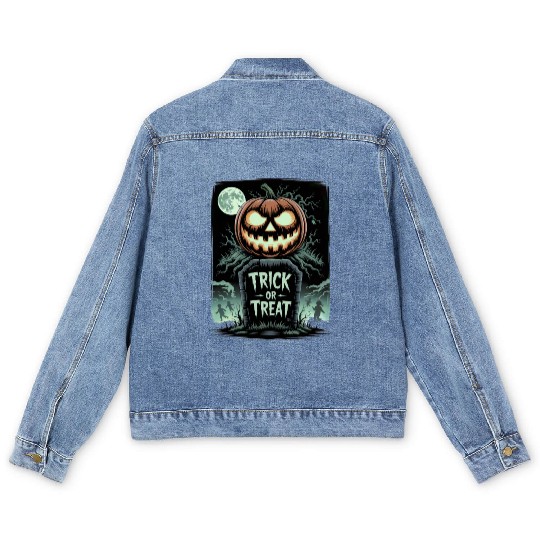 Halloween Horror Scary Thriller Trick Or Treat Men's Denim Jackets