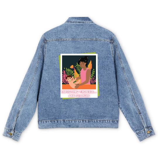 First Time Mom Vibes – Expecting Mother Men's Denim Jackets