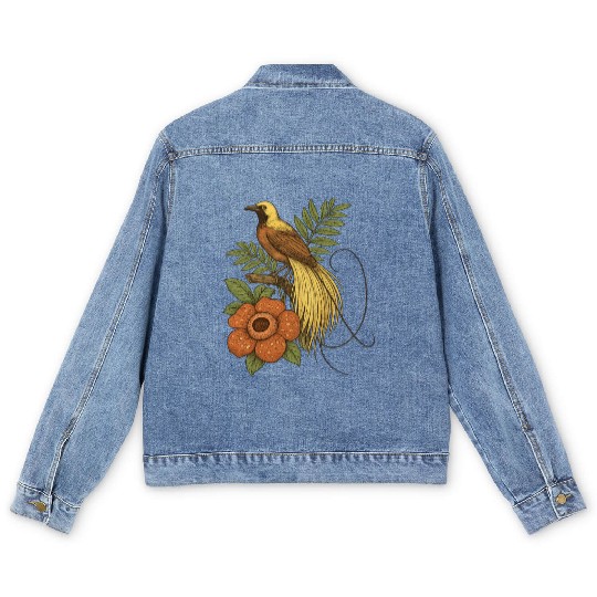 Bird of Paradise Rafflesia Men's Denim Jackets