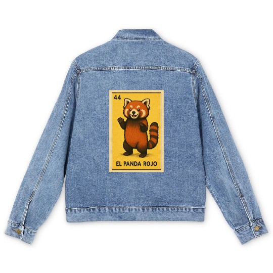 EL PANDA ROJO - THE RED PANDA - LA LOTERÍA Men's Denim Jackets