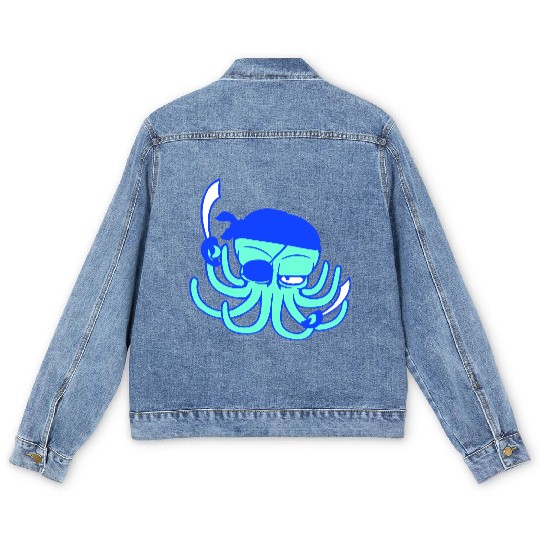 Octopus pirate crew captain sailor buccaneer sail Men's Denim Jackets