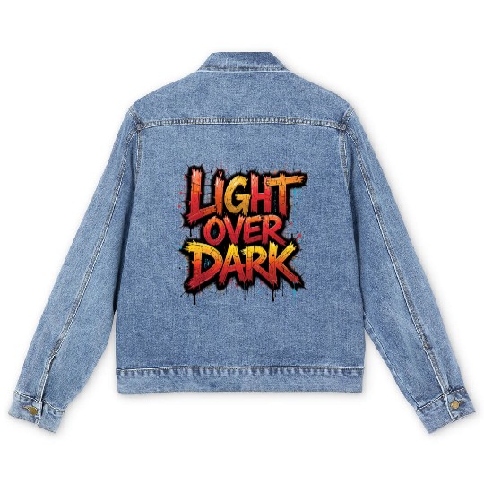 Light Over Dark Bold Graffiti Street Art Men's Denim Jackets