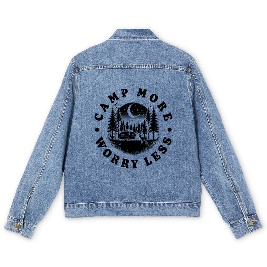 Camping Summer Camp More Worry Less Men's Denim Jackets