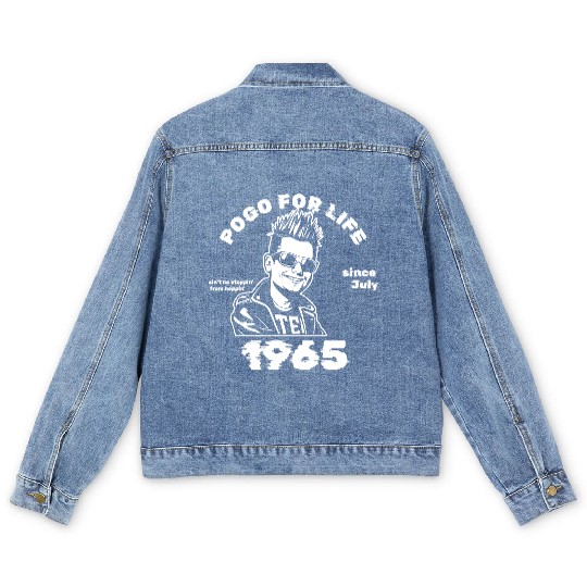 60th Birthday Pogo For Life Since 07/1965 Men's Denim Jackets