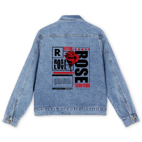 Rose Love – Streetwear-Inspired Symbolic Flower De Men's Denim Jackets
