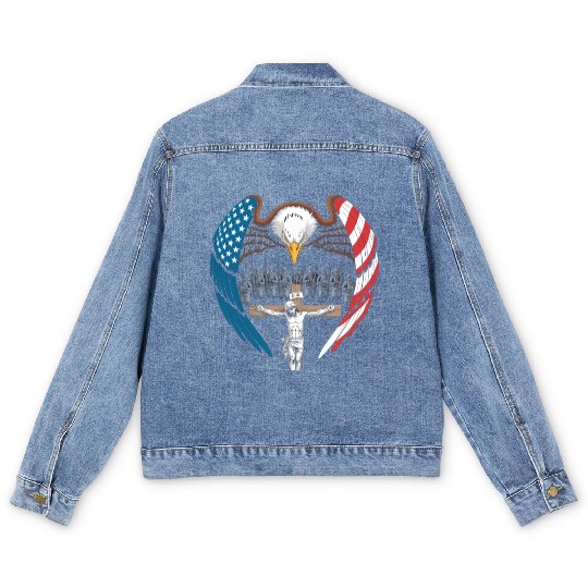 USA Cross Soldiers Eagle Men's Denim Jackets