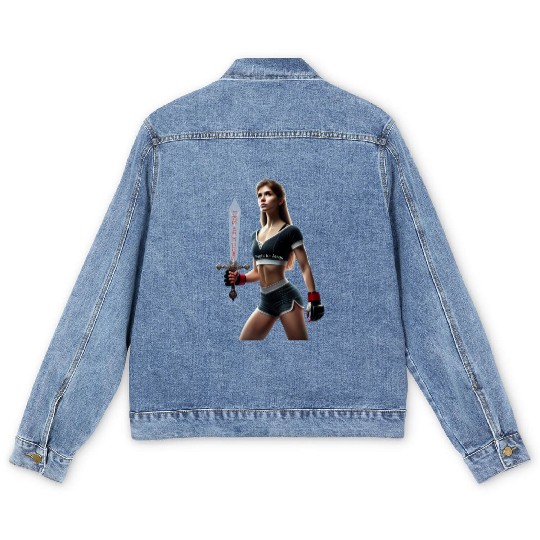 Fight for Jesus MMA Fighter Female Men's Denim Jackets