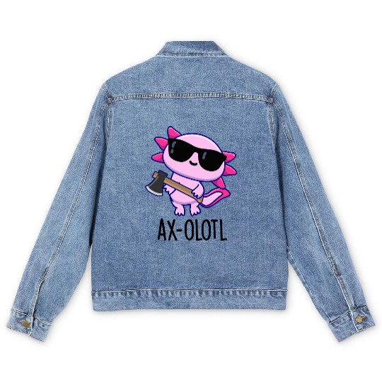 Ax-olotl Funny Animal Axolotl Pun Men's Denim Jackets