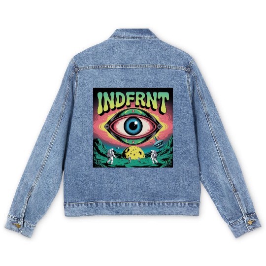 Psychedelic Space Eye – Trippy Cosmic Poster Art Men's Denim Jackets