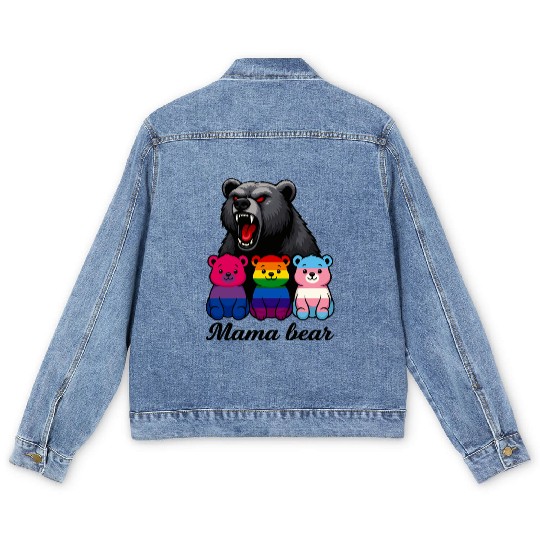 Mama Bear Pride Cubs Men's Denim Jackets
