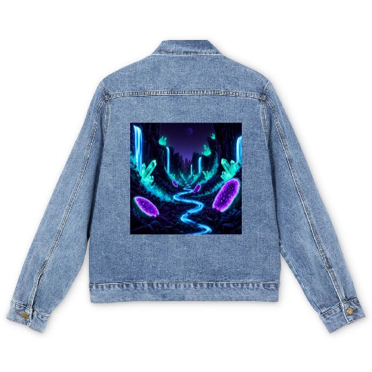 Bioluminescent Crystal Valley Men's Denim Jackets