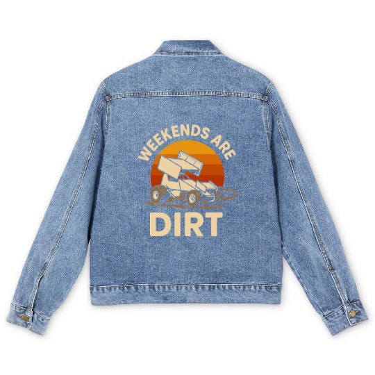 Sprint Car Racing Dirt Track Speed Oval Race Men's Denim Jackets