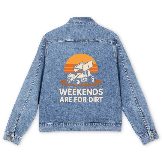 Sprint Car Racing Dirt Track Speed Oval Race Men's Denim Jackets