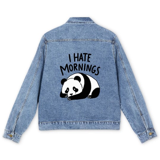 Panda I Hate Mornings Saying Men's Denim Jackets
