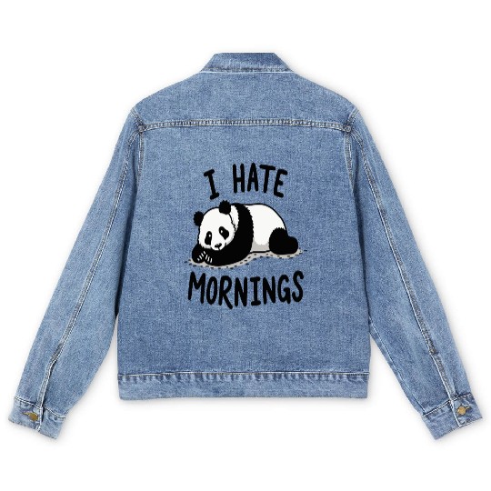 Panda I Hate Mornings Saying Men's Denim Jackets