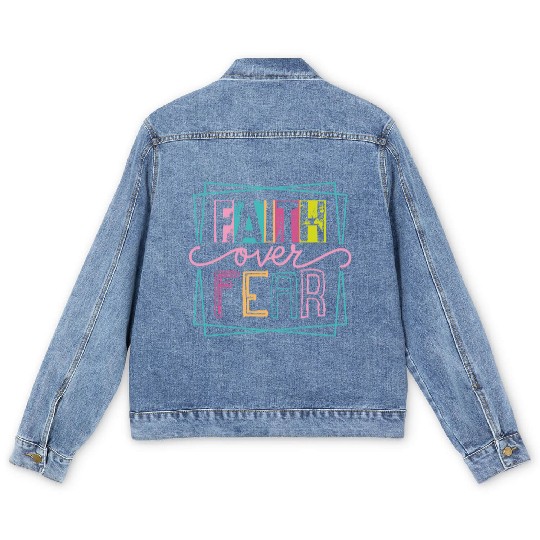 Christian Faith over Fear Men's Denim Jackets