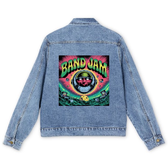 Psychedelic Band Jam Poster with Mechanical Men's Denim Jackets