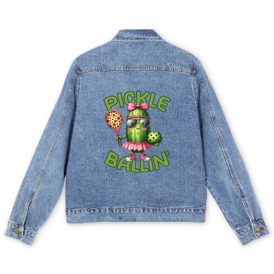 Pickle Ballin Pickleball Dink This Men's Denim Jackets
