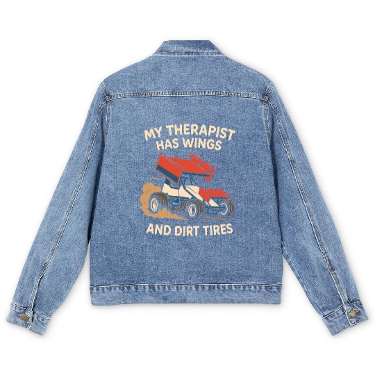 Sprint Car Racing Dirt Track Speed Oval Race Men's Denim Jackets