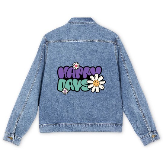 Happy Days | Groovy Retro Daisy Flower Men's Denim Jackets
