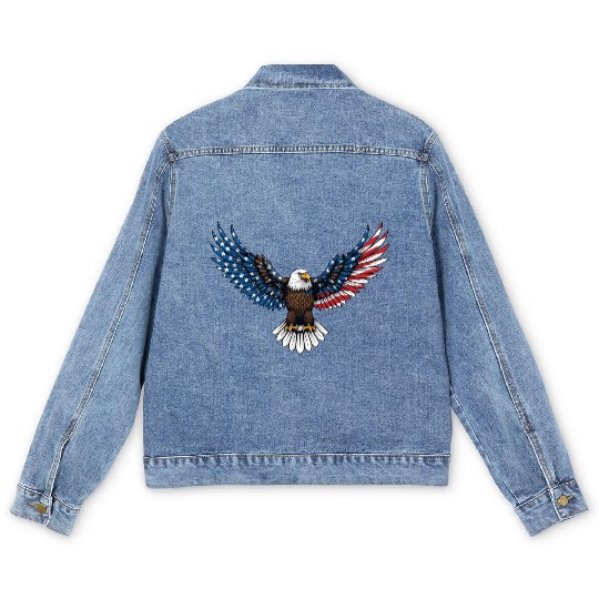us flag colored eagle Men's Denim Jackets