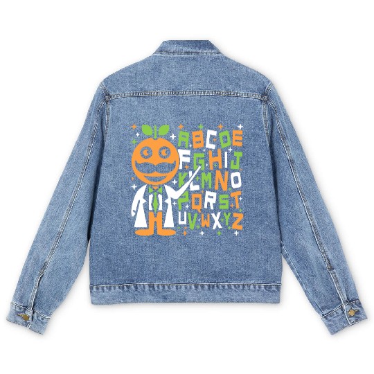 Orange Dad Alphabet Teacher Men's Denim Jackets