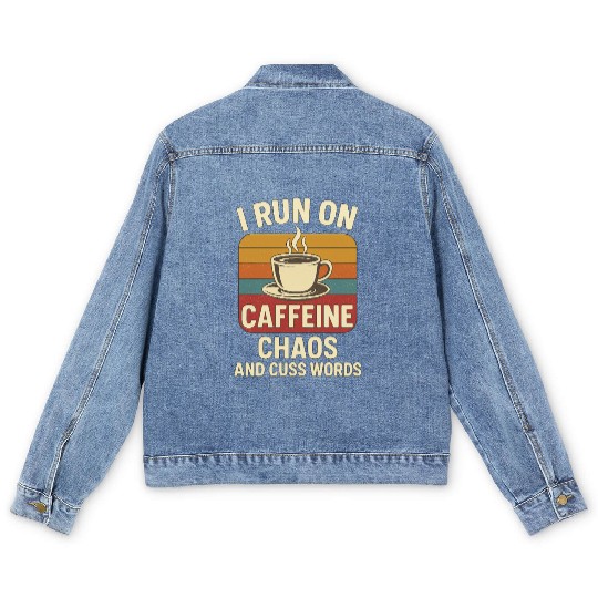 Caffeine Chaos Retro Design Men's Denim Jackets