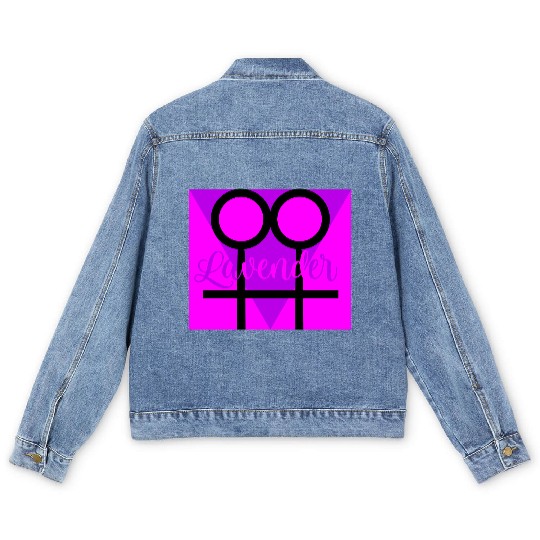 Women Symbol with Lavender Triangle Men's Denim Jackets