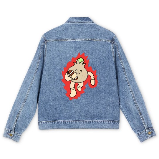 Cute rugby onion Men's Denim Jackets