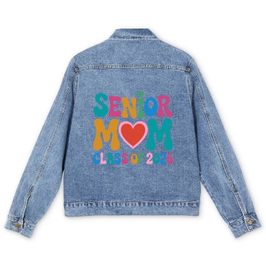 Senior Mom Class of 2026 Celebration Design Men's Denim Jackets