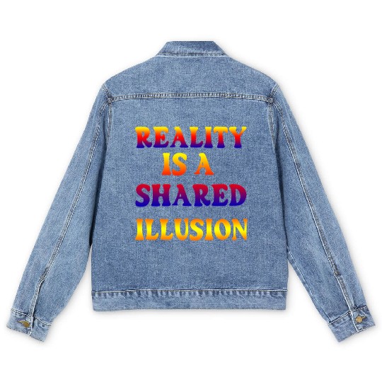 Vivid Psychedelic Illusion Text Men's Denim Jackets