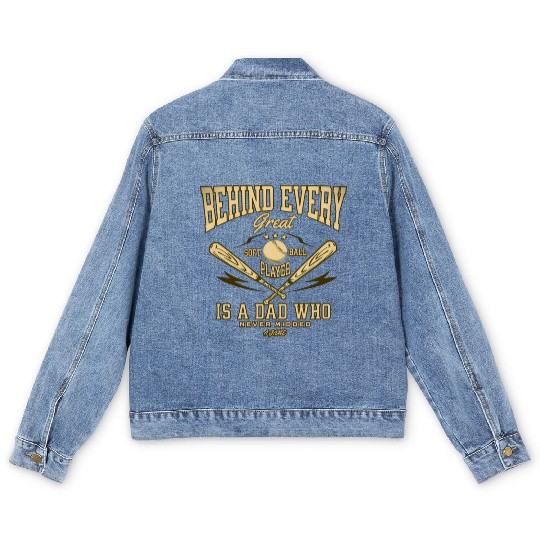 Softball Dad Pride Men's Denim Jackets