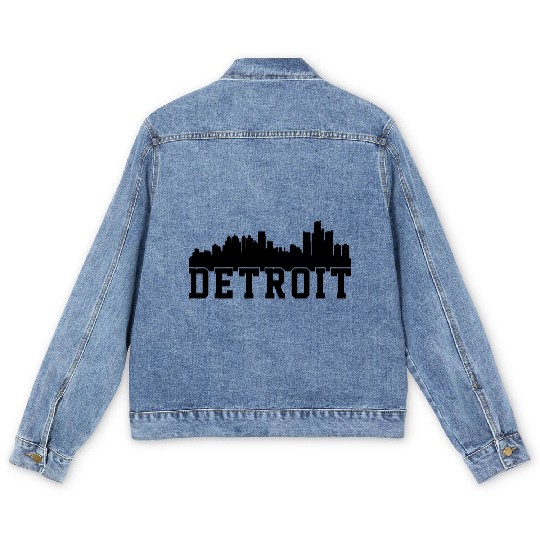 Detroit City Skyline Men's Denim Jackets
