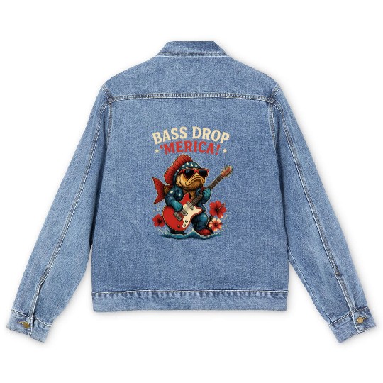 Bass Drop 'Merica! Fishing Men's Denim Jackets