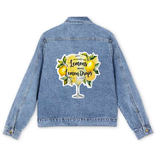 When life gives you make lemon drops martini Men's Denim Jackets
