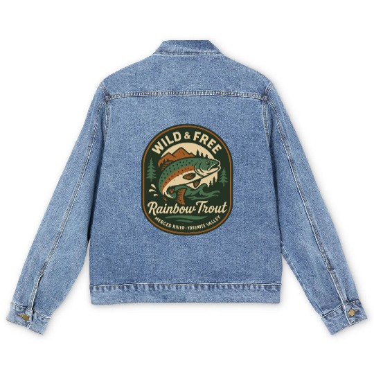 Rainbow Trout Men's Denim Jackets