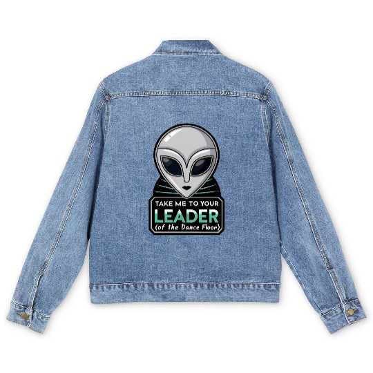 Take Me To Your Leader Alien Rave Retro 2000s Y2K Men's Denim Jackets