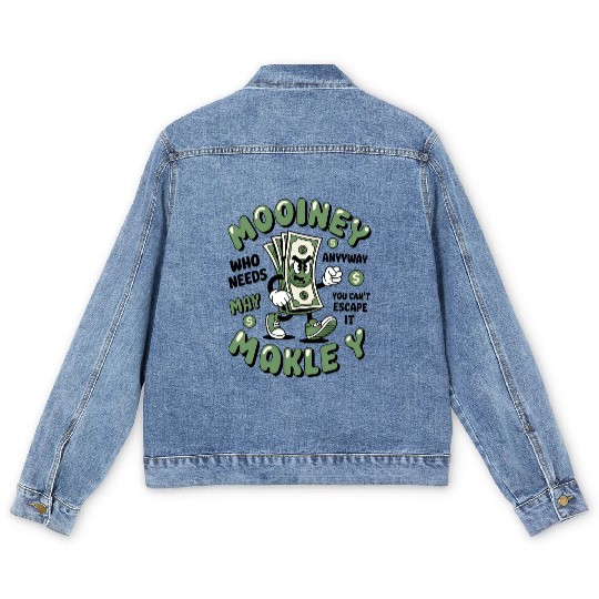 Money Mover Cartoon – Funny Retro Cash Art Men's Denim Jackets