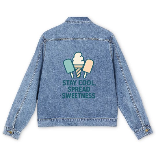 Stay Cool, Spread Sweetness Cute Ice Cream Cone Men's Denim Jackets