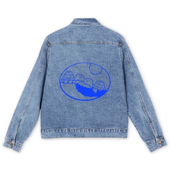2 turtles beach couple love kissing sea sun water Men's Denim Jackets