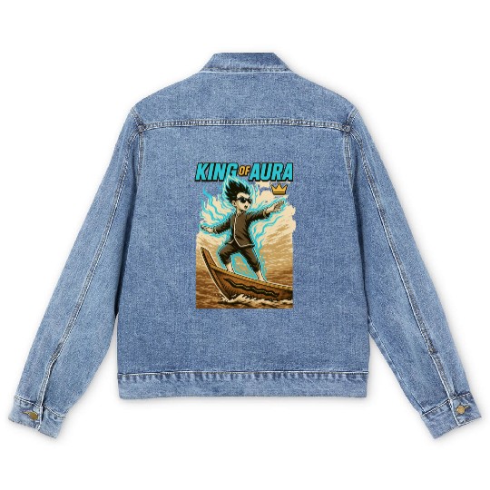 King of Aura, Pacu Jalur kid,Viral tiktok meme Men's Denim Jackets