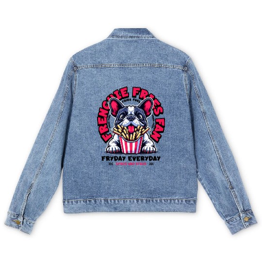 Frenchie Fries Fan Men's Denim Jackets
