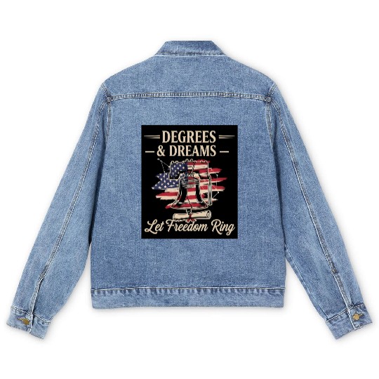 Diploma in One Hand, Freedom in the Other Design Men's Denim Jackets