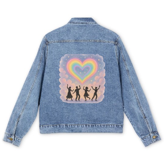 20250702 1417 Rainbow Heart Dance simple compos Men's Denim Jackets