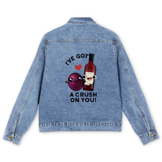 I've Got A Crush On You Funny Grape Wine Pun Men's Denim Jackets