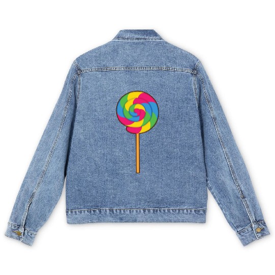 Lollipop Rainbow Sucker Candy Halloween Costume Men's Denim Jackets
