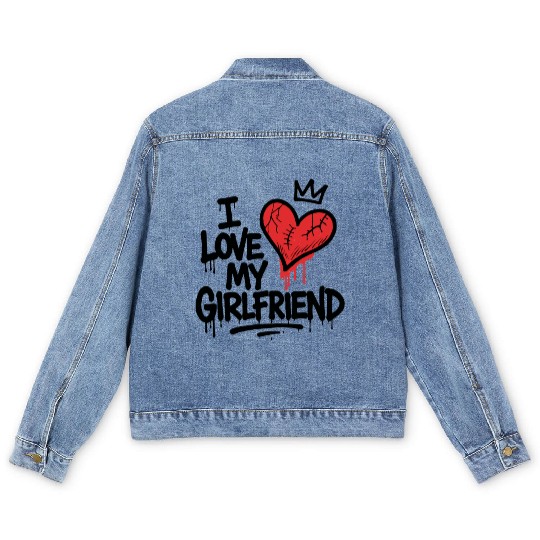 I Love My Girlfriend Graffiti Men's Denim Jackets